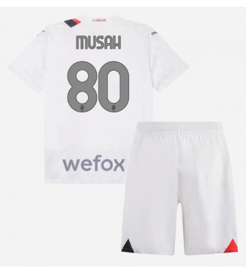 AC Milan Yunus Musah #80 Replika Babytøj Udebanesæt Børn 2023-24 Kortærmet (+ Korte bukser)
